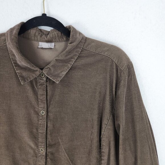 J Jill Shirt Womens Extra Large Brown Lightweight Corduroy Button Up Tunic - Picture 2 of 11